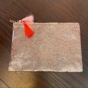Tarte Rose Gold Sequin Makeup Tasseled bag